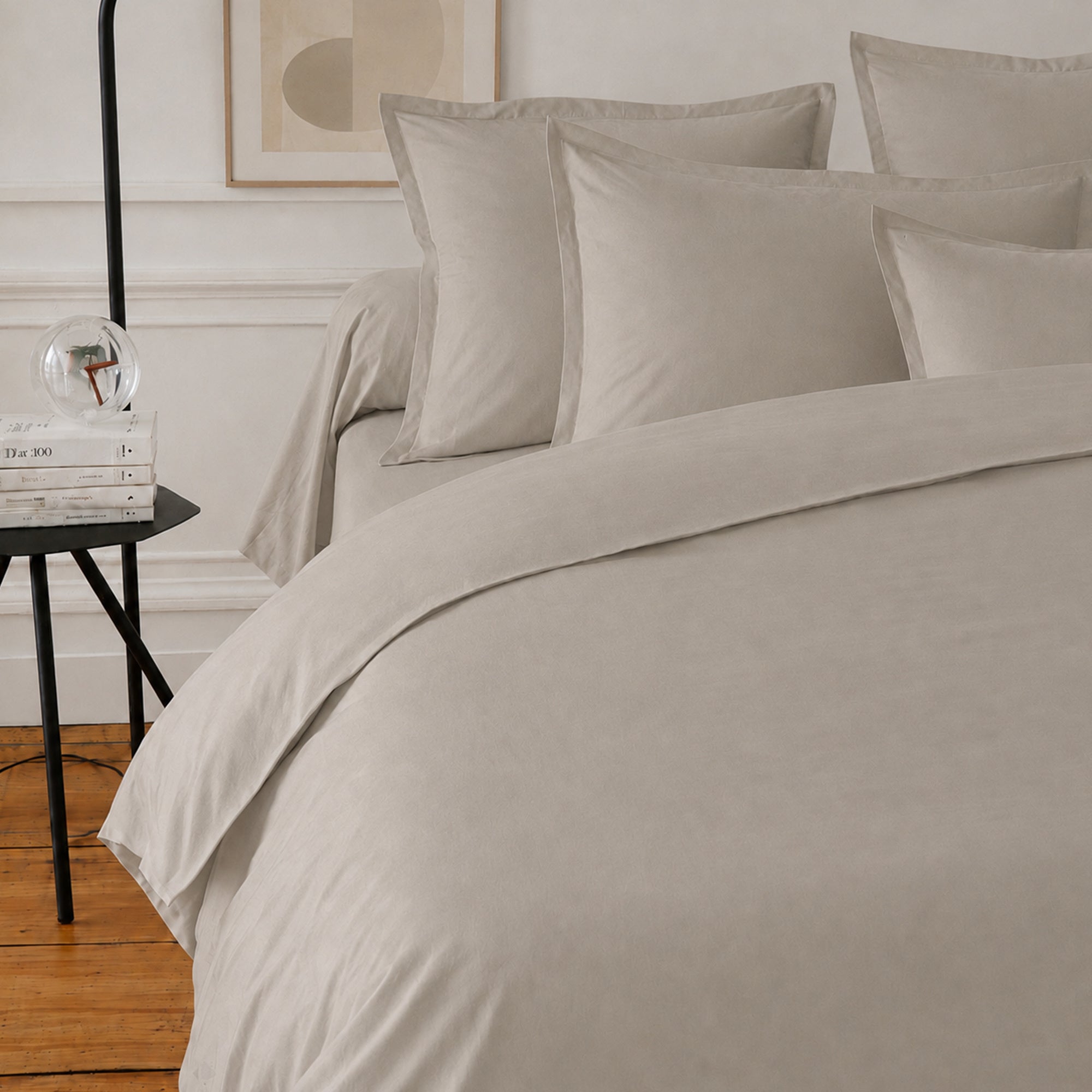Drap housse uni 160x200 cm bonnet 30 cm coton ALTO Chamois - 2