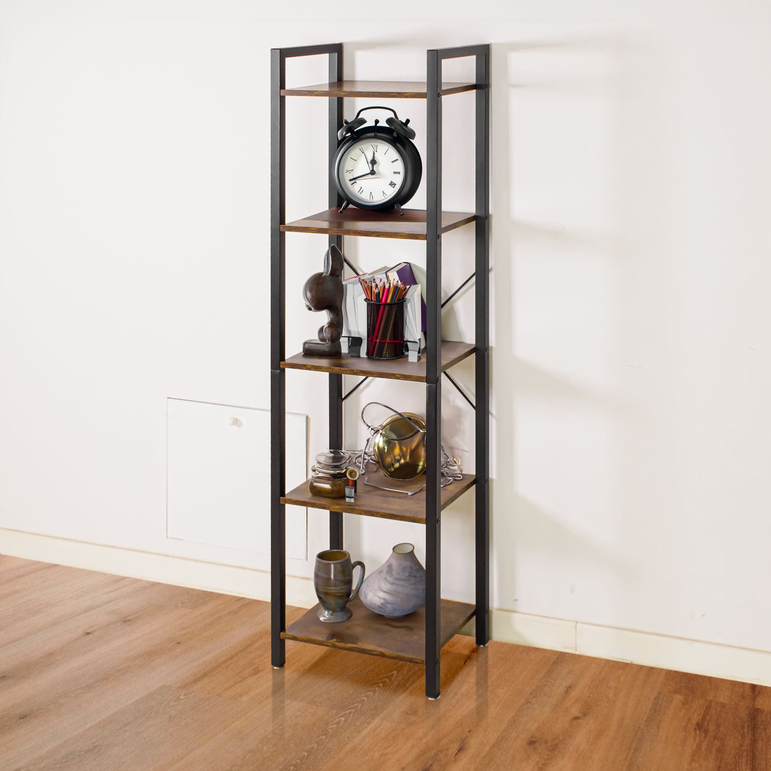 Wabi - Bibliothèque, étagère à 5 niveaux de style industriel, 40x30xH154 cm - 3