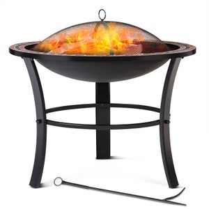 Grande Falò Da Patio Per Feste, Braciere Rotondo Di Grandi Dimensioni, Braciere Riscaldatore Esterno A Legna, Caminetto In Metallo Resistente Per Bruciare Carbone,43 Pollici (110 Cm),HaoAMZ