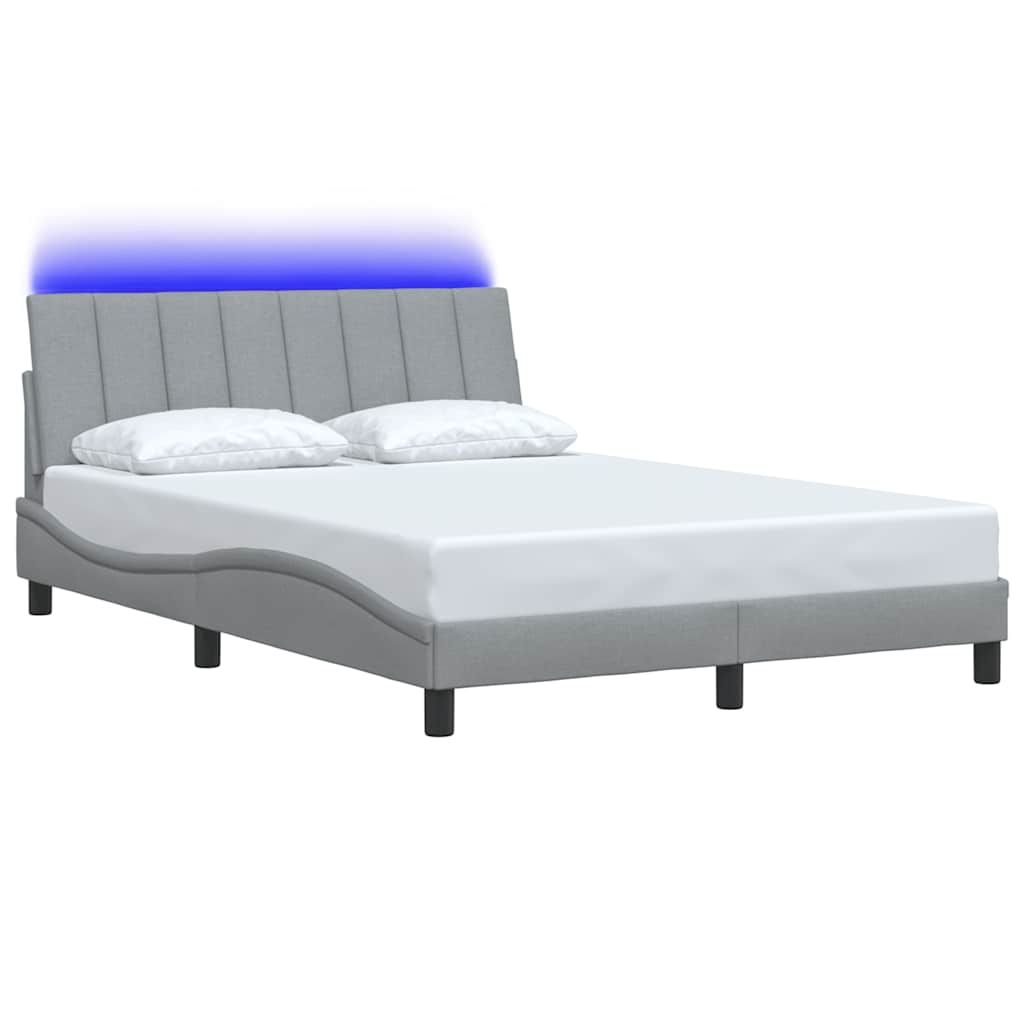Cadre de lit sans matelas gris clair 120x200 cm tissu - 3