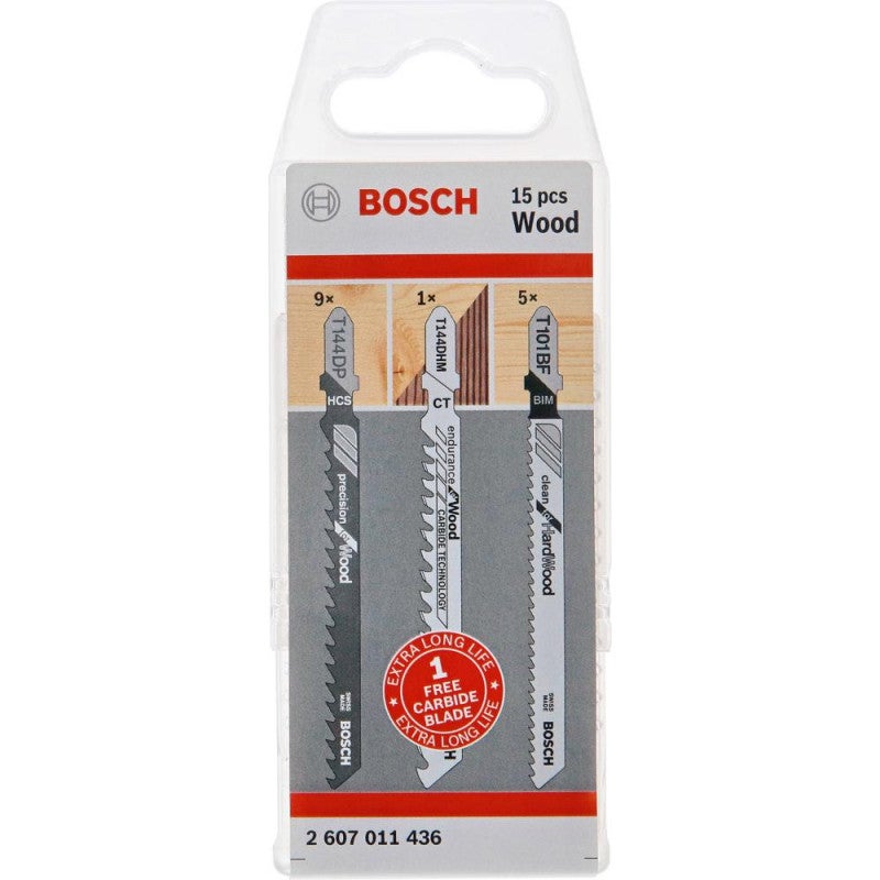 Bosch PRO Zestaw brzeszczotów do wyrzynarki do drewna 15 szt. - 2607011436
