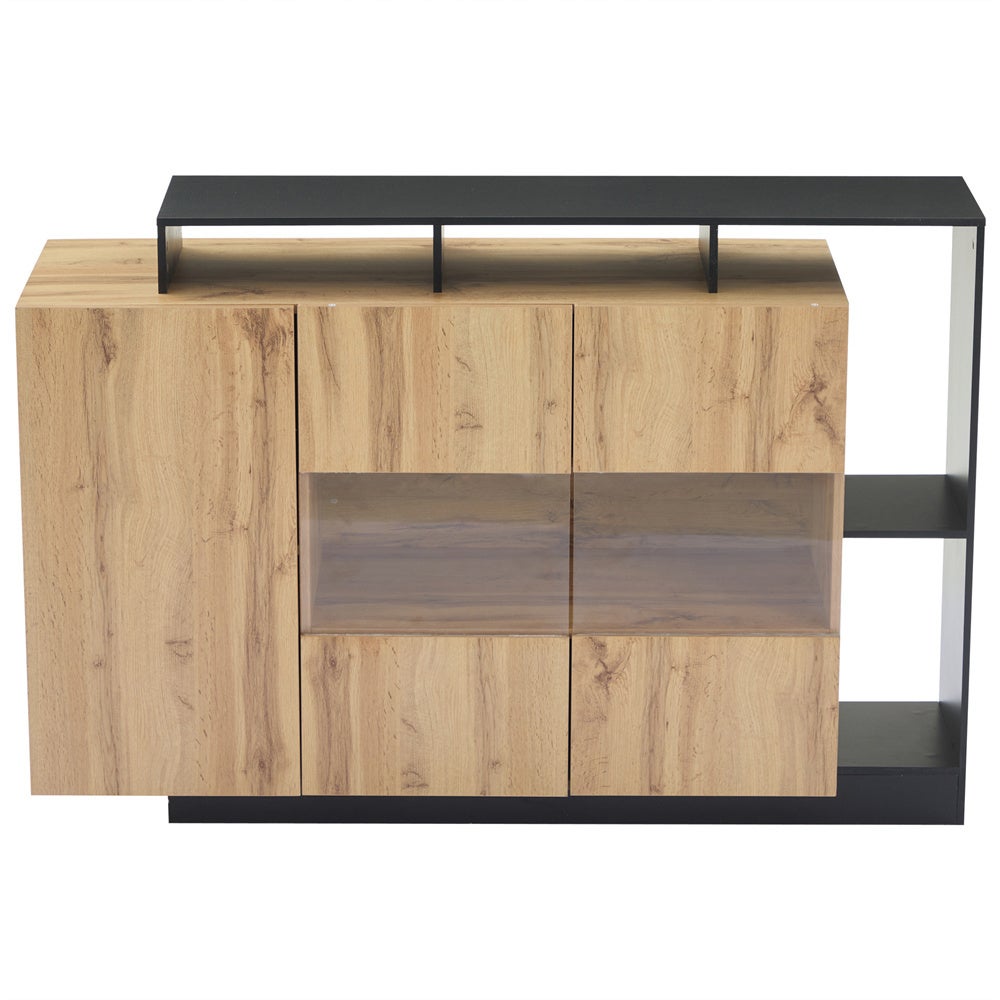 Komoda z oświetleniem LED, witryna do jadalni, 140 x 44 x 93,5 cm - 5
