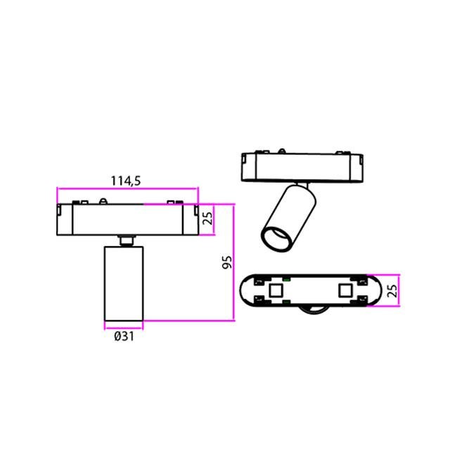Lampa szynowa LED Luxo 48V Spot 5W 4000K neutralna biel 36° oświetlenie szynowe czarna MasterLED - 2