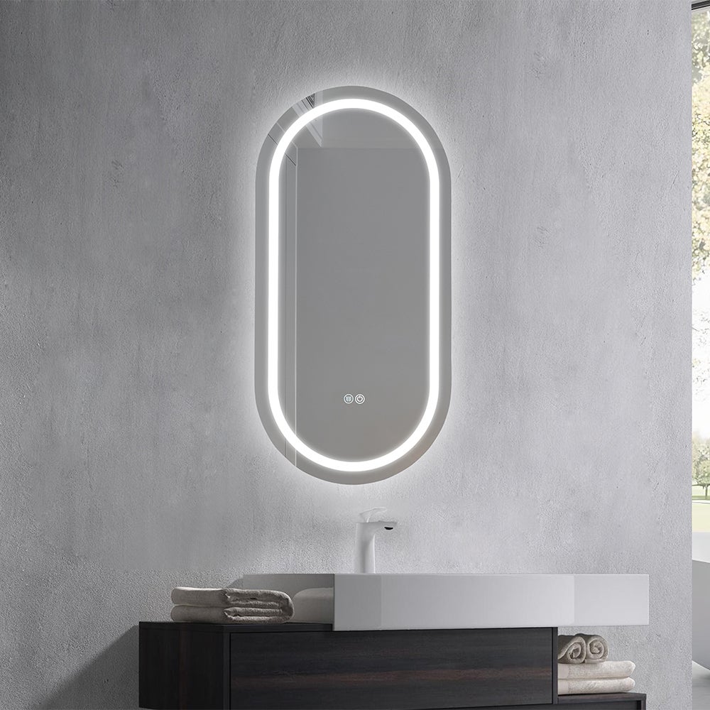 Miroir salle de bain LED ovale 45x90cm anti buée et LED 3 couleurs - 2