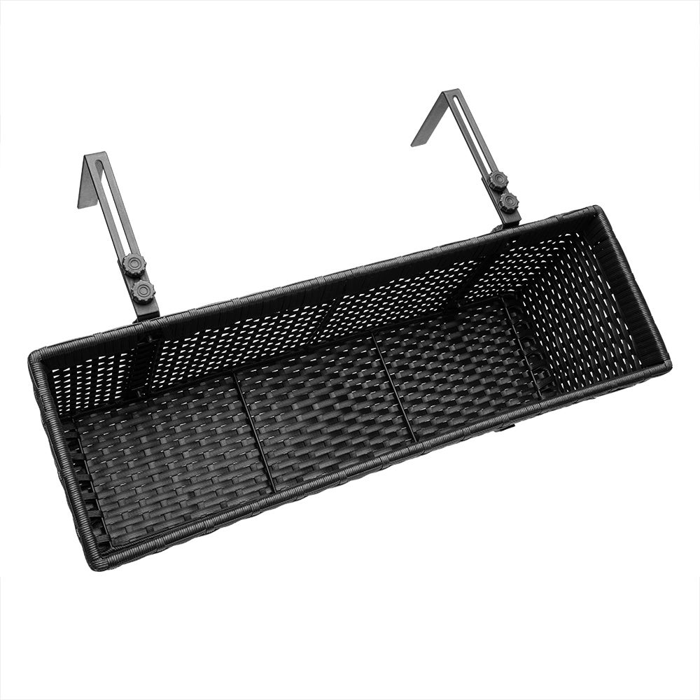 2x Bac à fleurs 11 litres support de montage intérieur extérieur jardinière pot de fleurs décoration balcon terrasse noir - 4