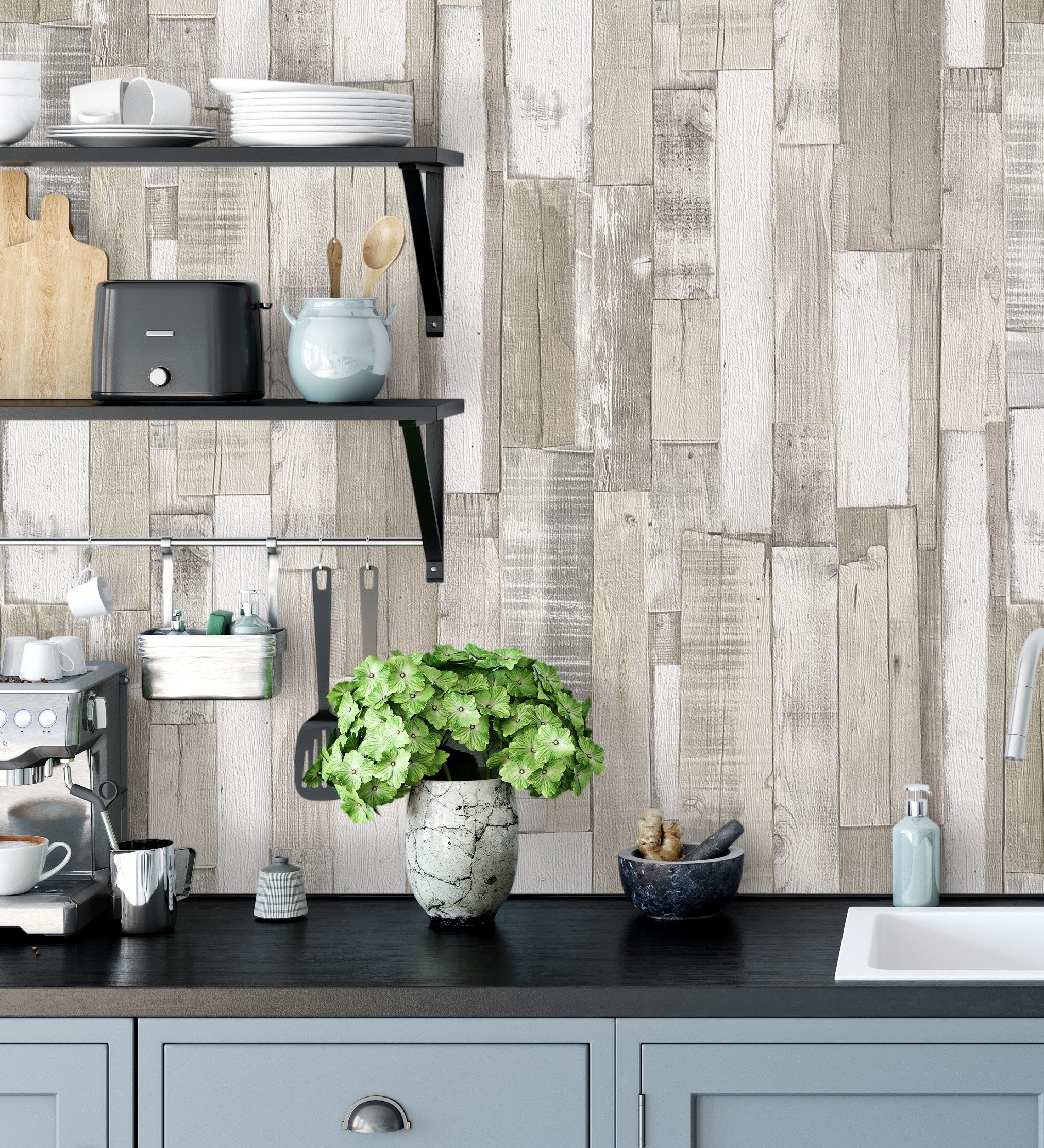 Papier peint planche de bois style nordique texturé beige gris - Suances 6219 de GAULAN - Rouleaux de 10 m x 0,53 m - 7