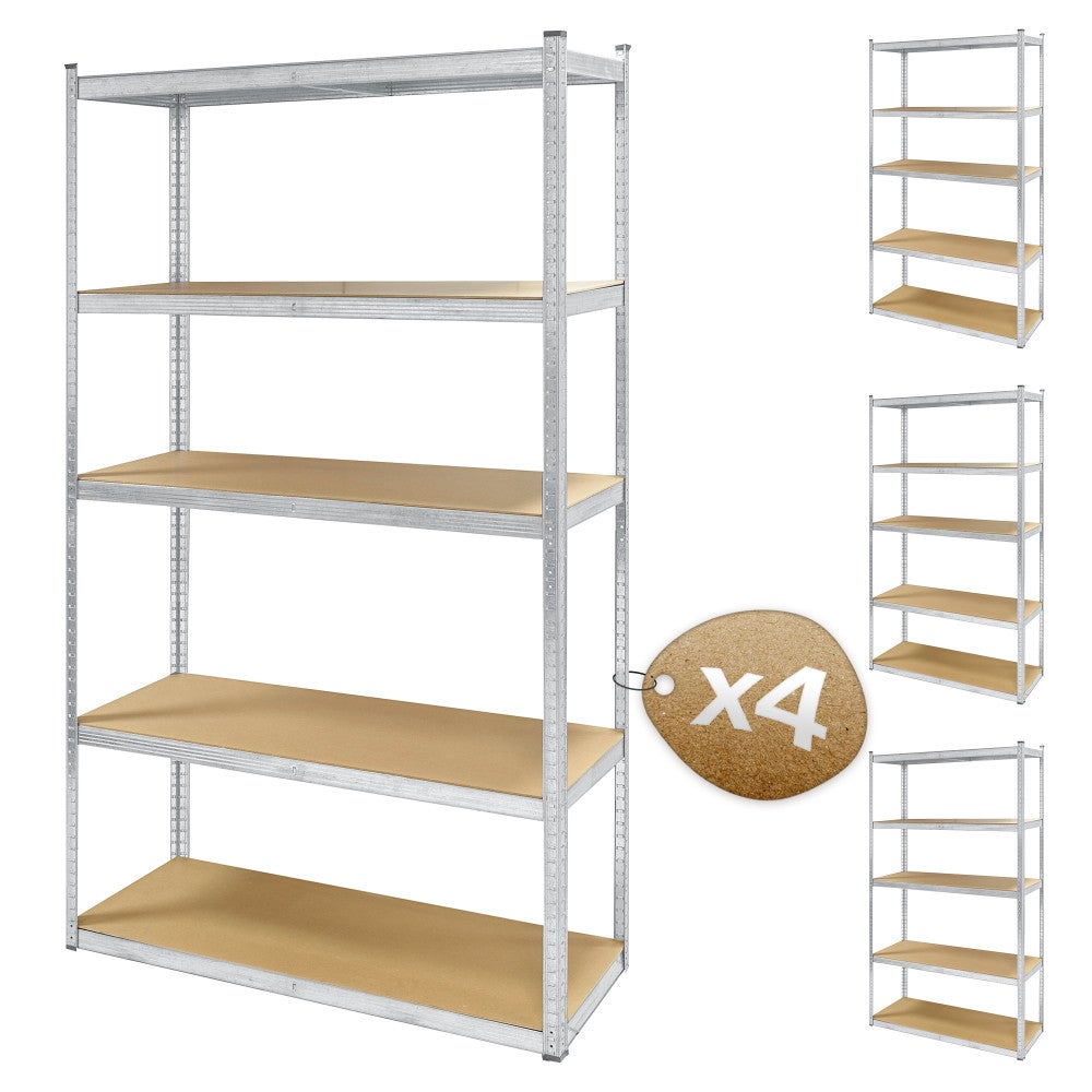 Lot de 4 étagères métal XXL grand modèle - Hauteur 2M20 Largeur 1m20 - charges très lourdes - 5 plateaux - 1325 Kg - 2