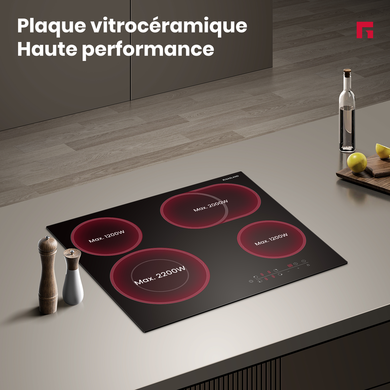 GASLAND Table de Cuisson Vitrocéramique CH604BF Encastrable 4 Foyers, Plaque de Cuisson 60cm 6600W - 2