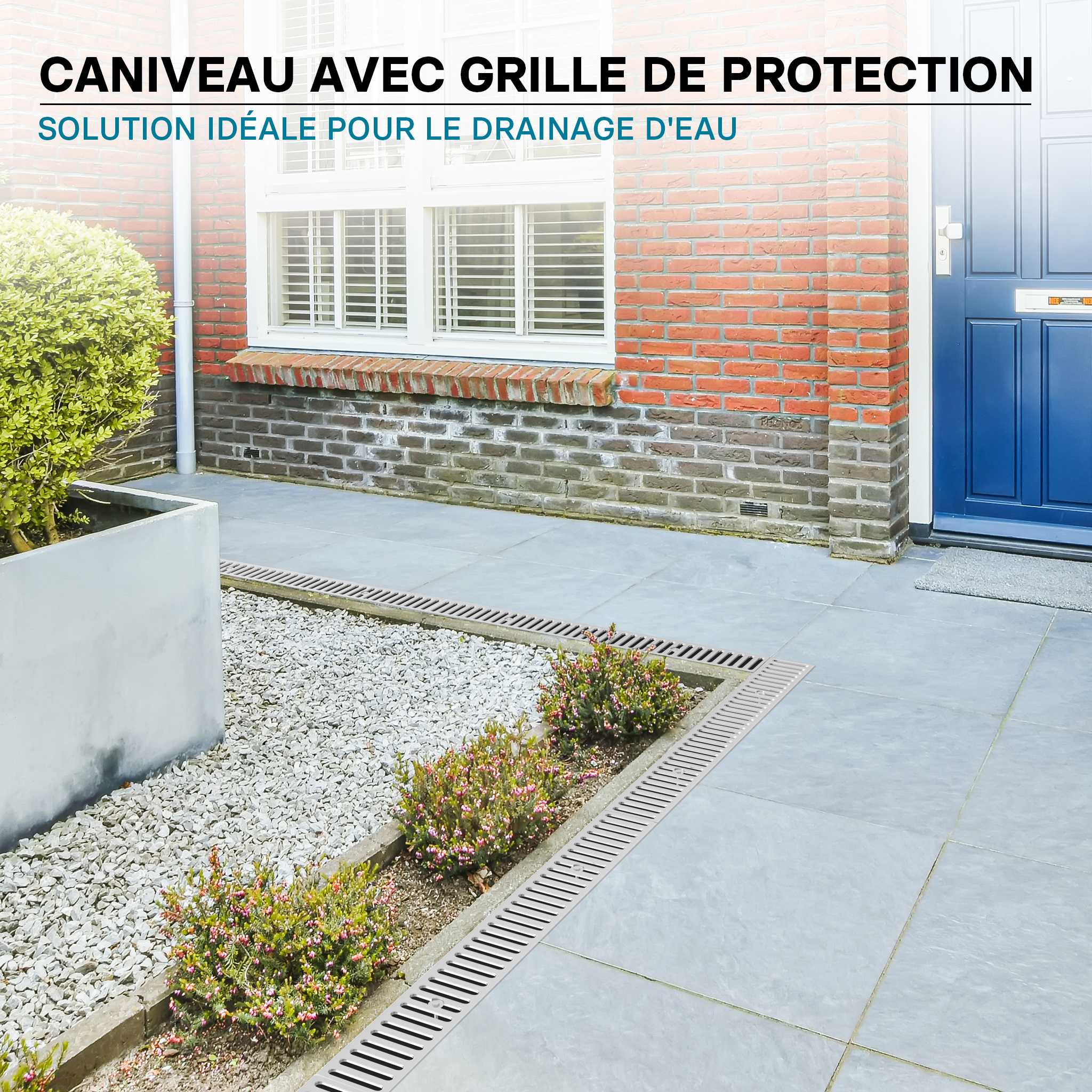 Caniveau – 1000 x 140 x 115 mm – Capacité de charge 1,5 t – avec Grille de recouvrement galvanisée – Drainage Eaux usées Rigole Évacuation… Wiltec - 2