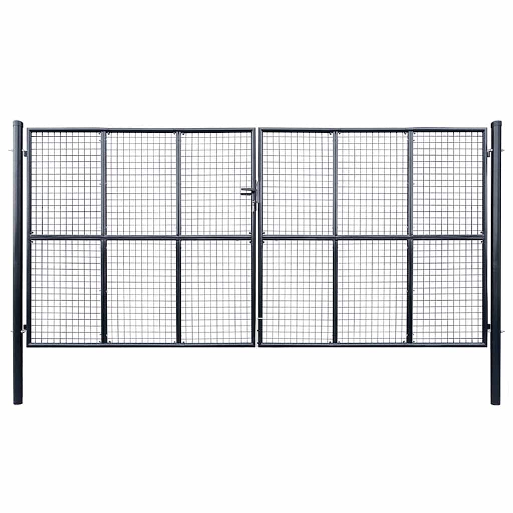 Vidaxl Puerta De Jardín De Malla Acero Galvanizado 400X200 Cm Gris , Leroy Merlin