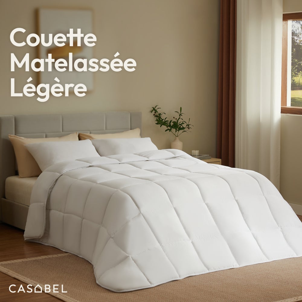 CASABEL Couette 240x260 cm, 450 gsm Polyester 4 Saisons, Respirante, Thermorégulatrice, Lavable - 2