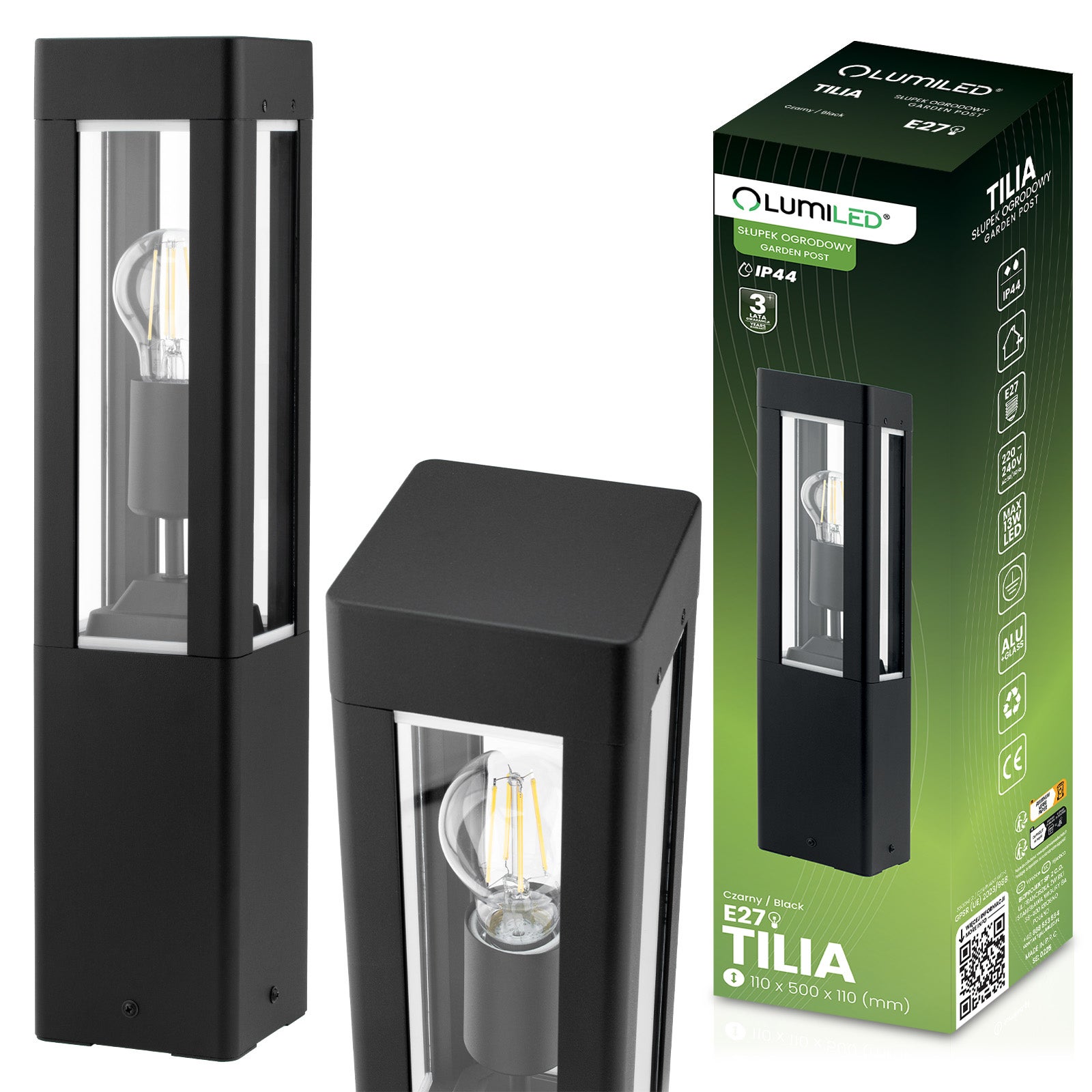 Lampa Ogrodowa Lumiled Zewnętrzna E27 Słupek 50cm 1 szt.