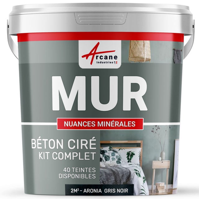 BÉTON CIRÉ - KIT béton ciré Murs - 2 m² Aronia Gris Noir - ARCANE INDUSTRIES