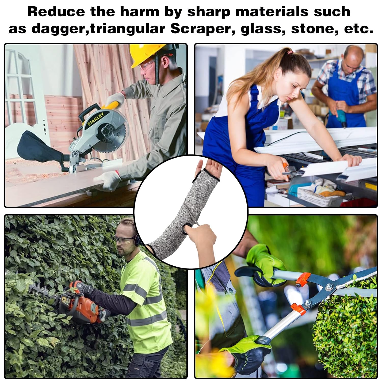 (1 paire) manches tricotées anti-coupures, gants de jardinage anti-coupures pour éviter les blessures cutanées et les irritations ultraviolettes - 5