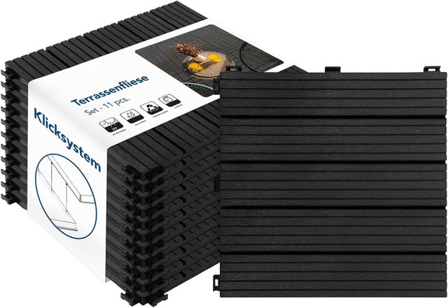 Dalles de Terrasse Lot de 11 pièces, Claire Anthracite 30 x 30 cm - 1 m²