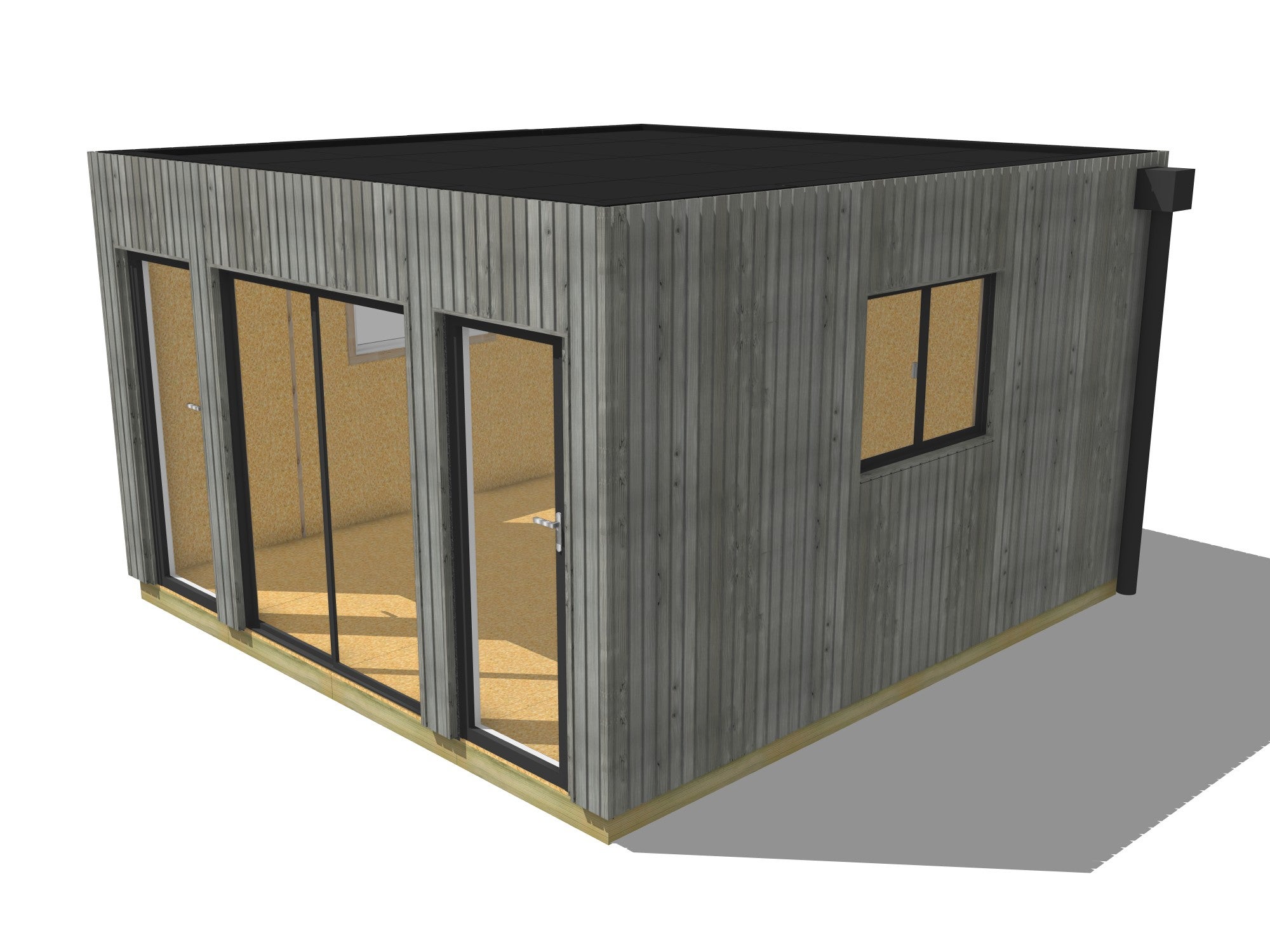 Annexe de jardin bois en bois 4,4 x 4,6 x 2,7 m avec plancher isolé - 2