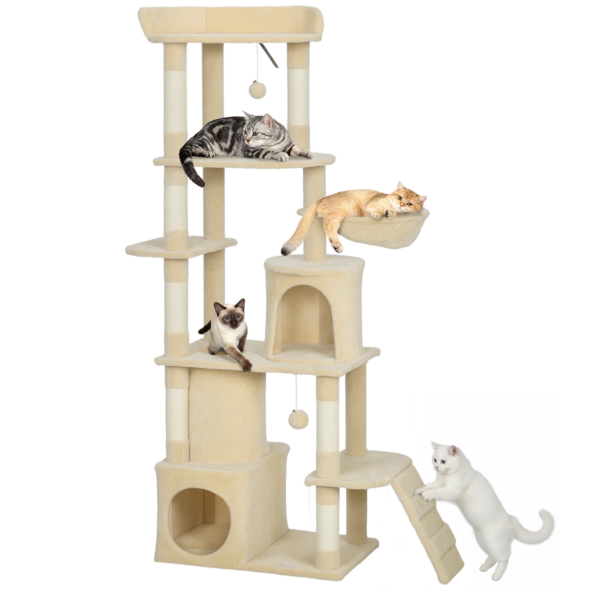 Arbre à Chat Tour 170cm 7 Poteaux Tunnel Plateformes Grottes Filet — free download