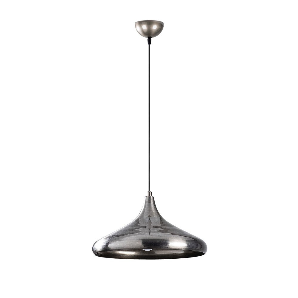 Lampa sufitowa Harvey z zaokrąglonym, błyszczącym, srebrnym metalowym kloszem i regulowaną wysokością ø35 cm