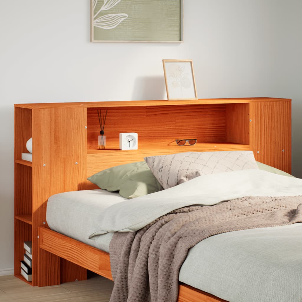 Tête de lit avec rangement cire marron 140cm bois massif de pin | Leroy ...