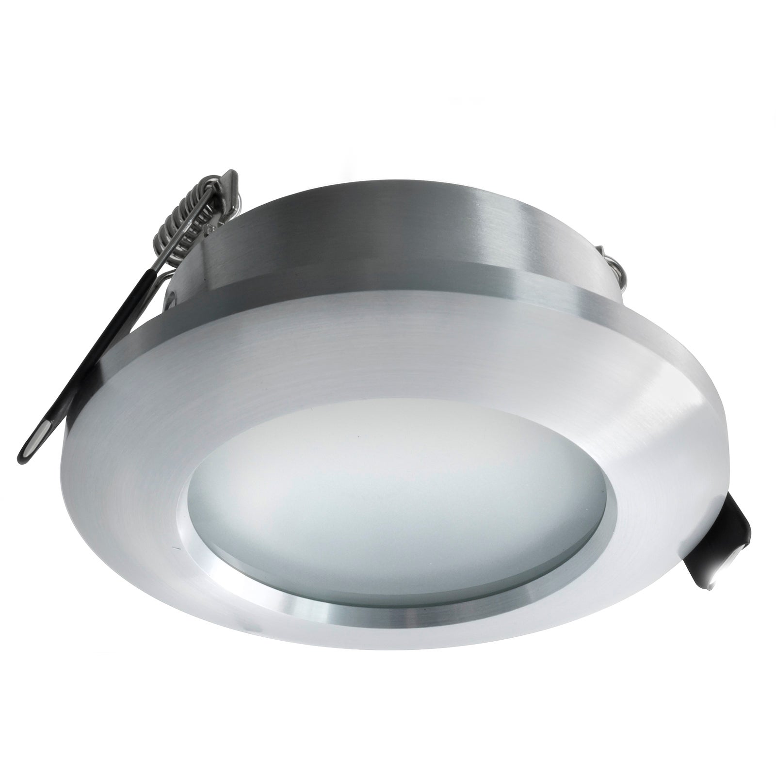 Regulowany okrągły wpuszczany downlight portowy z oprawką GU10 68 mm ze szkła matowego
