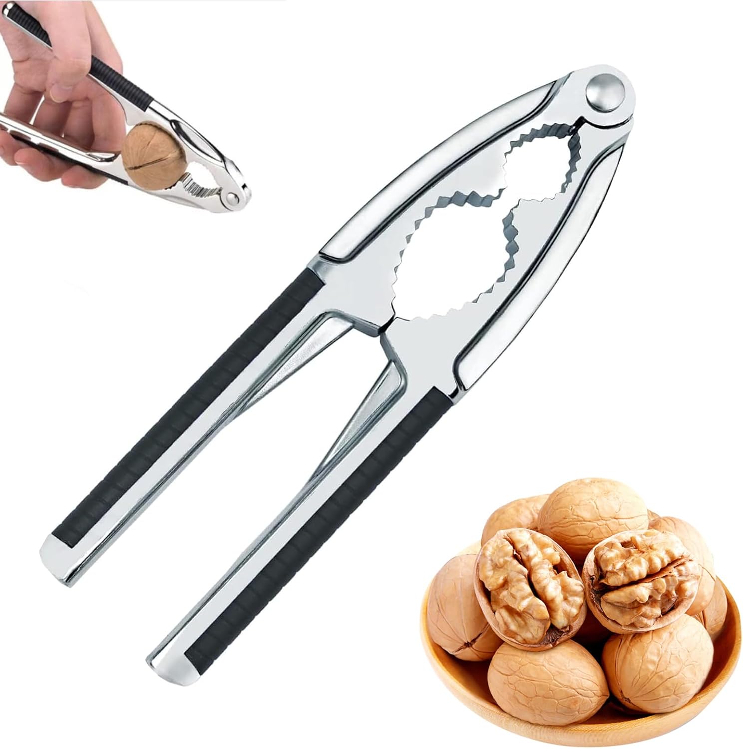 Dziadek do Orzechów Wielofunkcyjny Metalowy z Antypoślizgowym Uchwytem do Orzechów Włoskich, Laskowych, Migdałów, Owoców Morza