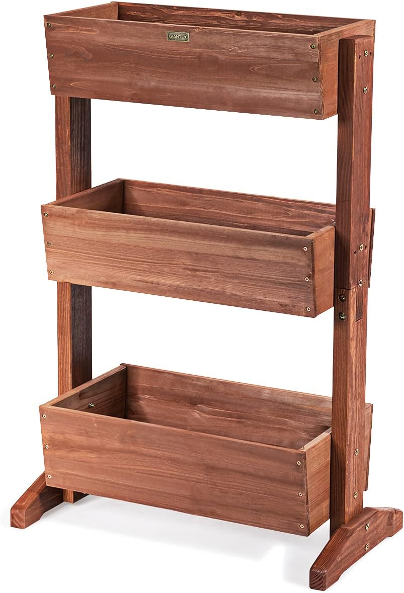 Étagère à Fleurs en Bois, Support de Pots de Fleurs à 3 Niveaux Amovibles, Inclinaison Ajustable, Étagère Plantes Polyvalent, 73 x 38 x 106cm - 9
