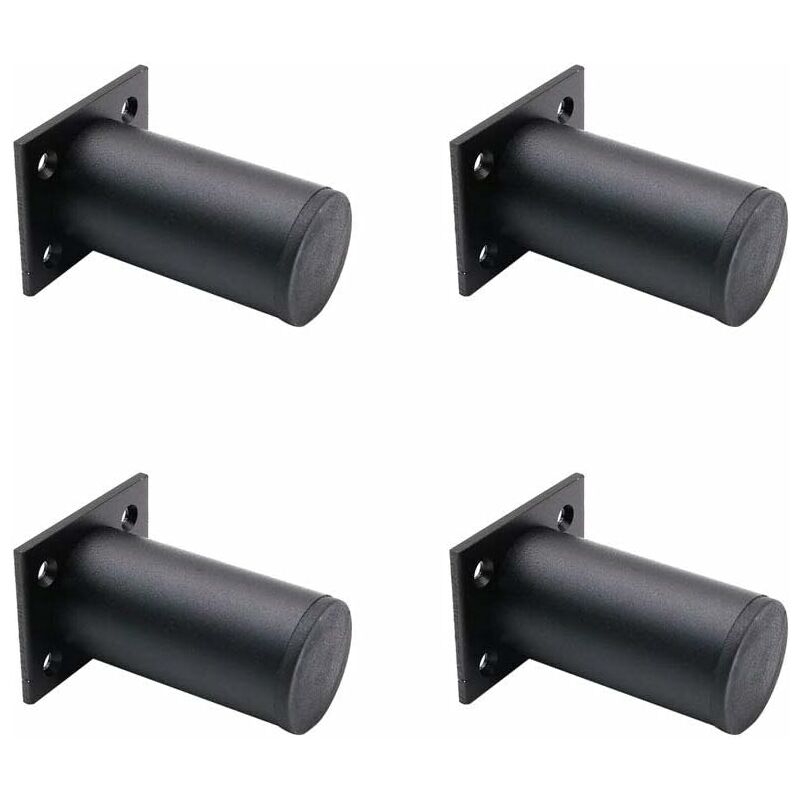 Zestaw 4 matowych czarnych aluminiowych regulowanych nóżek meblowych 38x80mm, nogi do szafek, nogi podporowe do szafek sofowych