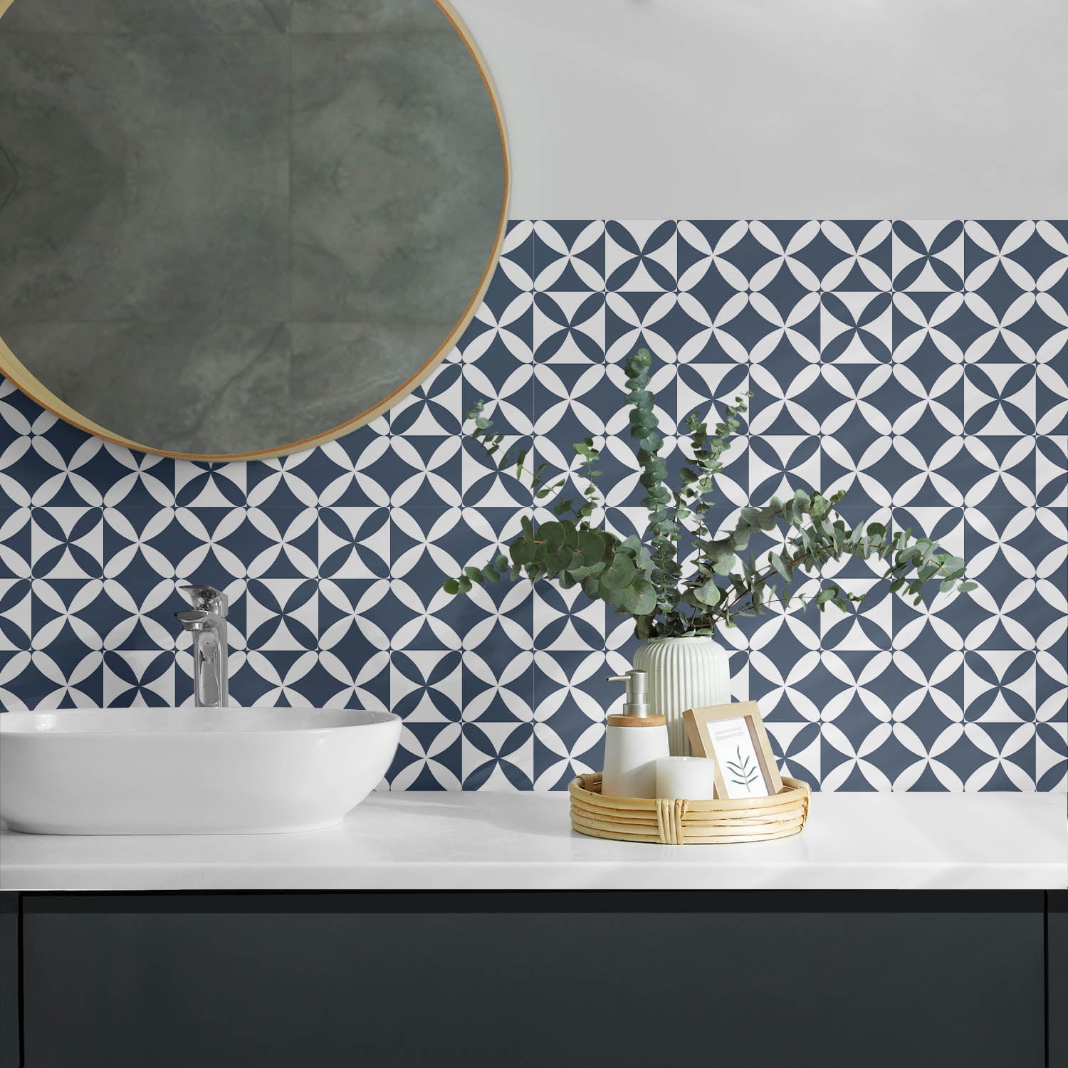 Panneaux muraux décoratifs, panneaux en PVC | 6x60x30 cm |Motif de fleurs géométriques - 4