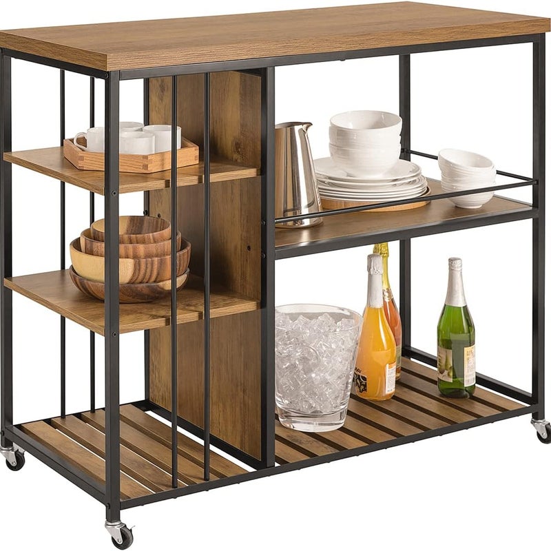 SoBuy Wózek kuchenny z 5 półkami Brązowy 110x45x91cm Przemysłowy SVW18-F