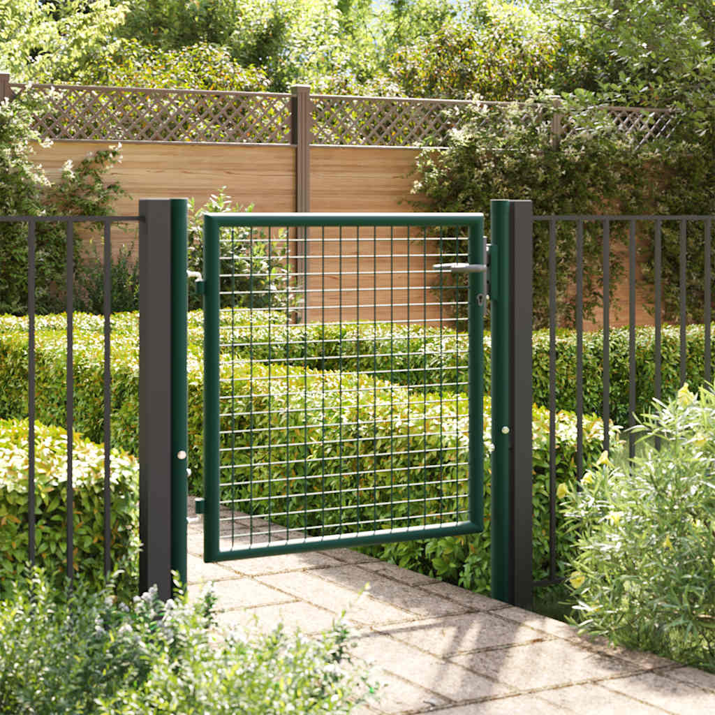 Vidaxl Puerta De Valla De Acero 100 X 75 Cm Verde , Leroy Merlin
