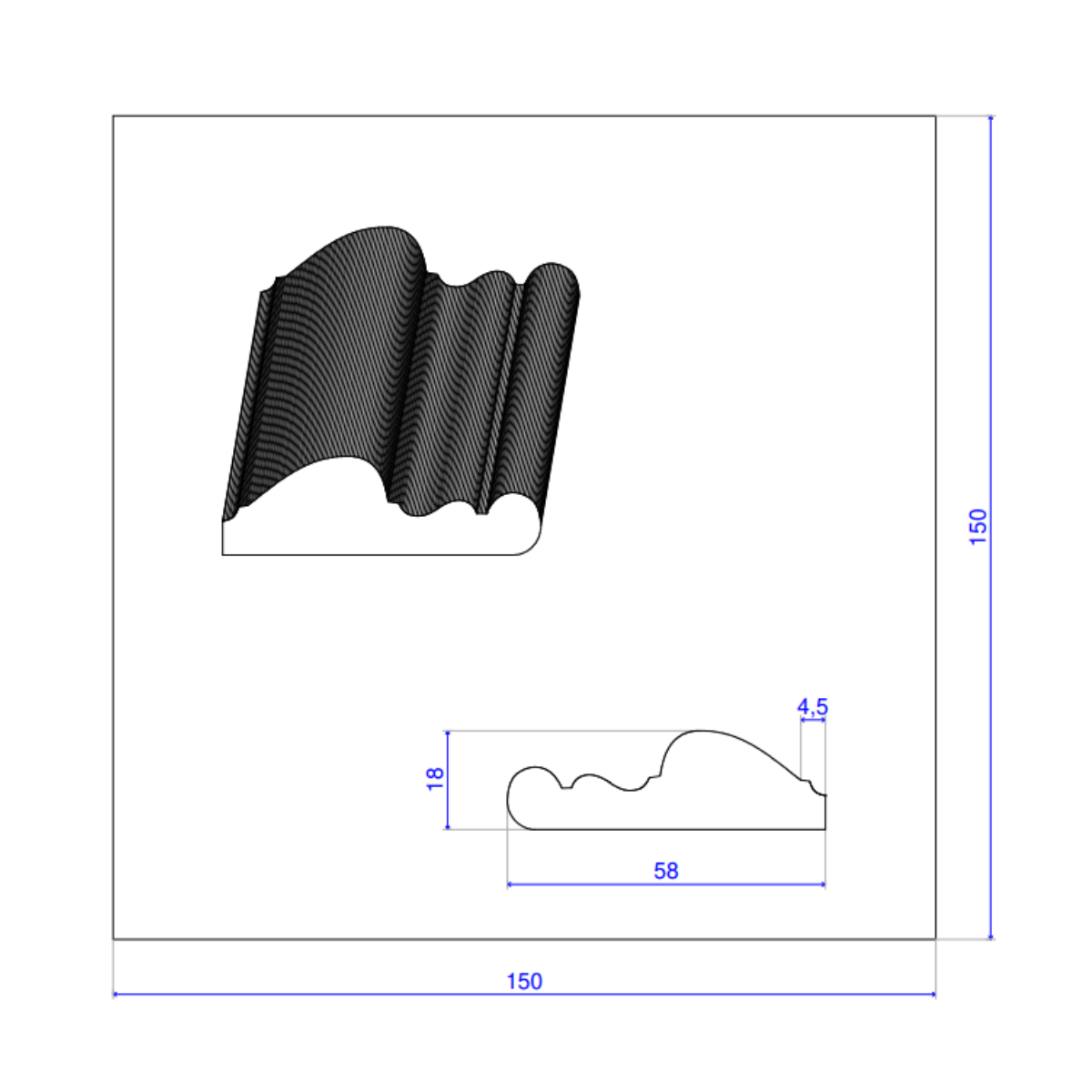 Lot de 10 Cimaises Classiques Prépeint Blanc MDF, L.2,44 m x l.5,8 cm x Ep.18 mm - 6