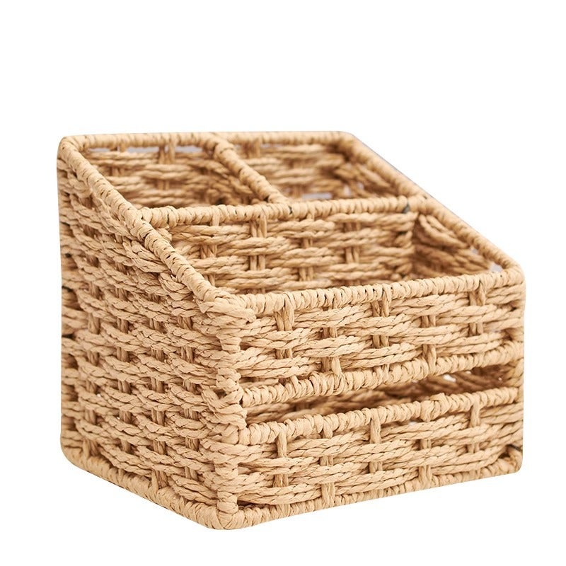 Brązowy wiklinowy kosz do przechowywania, 17*17*16 cm, wielofunkcyjny stojak do przechowywania, mały wiklinowy kosz do łazienki.