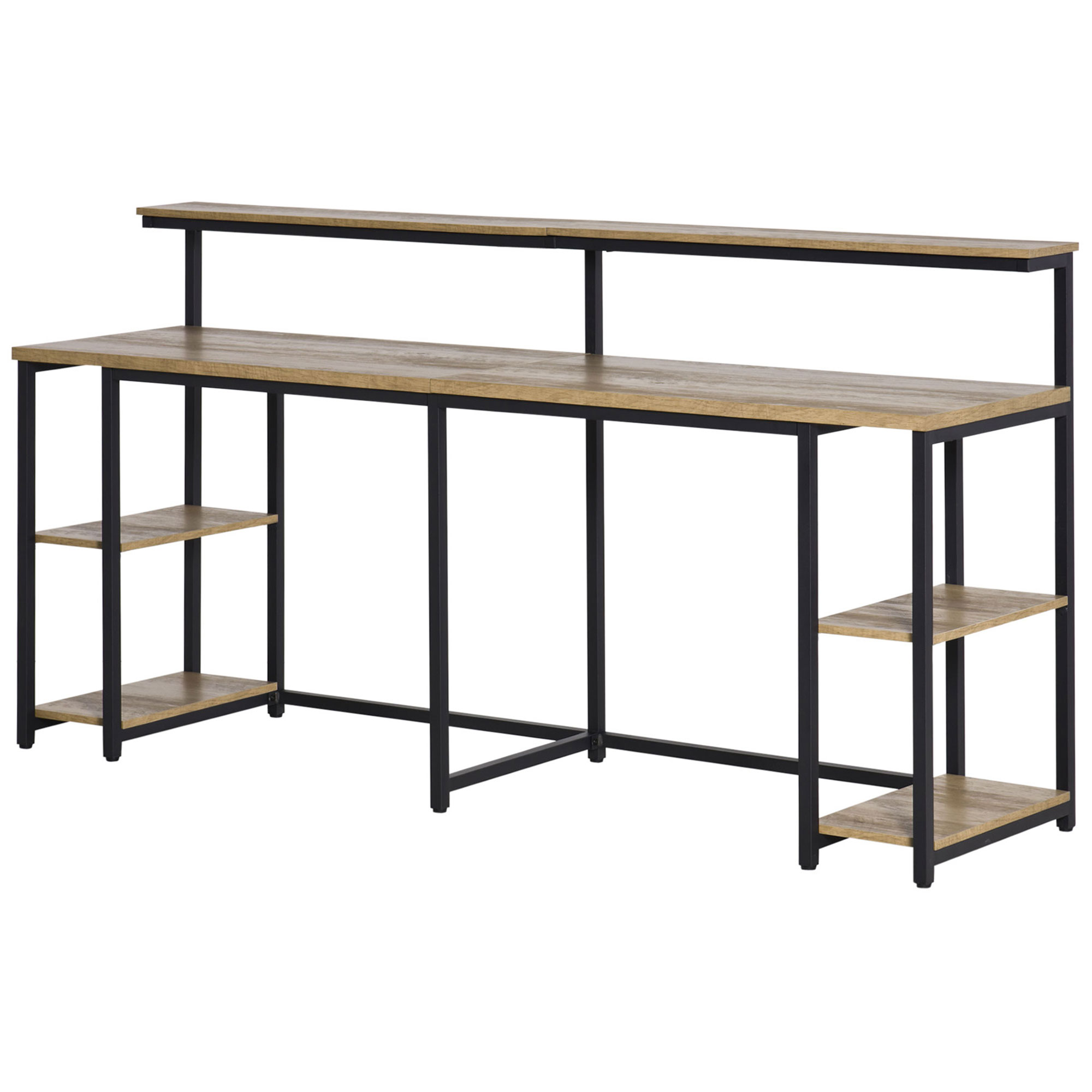 Libreria Industriale 5 Ripiani - Legno E Metallo, 200cm, Per Soggiorno O Ufficio - Foto 5