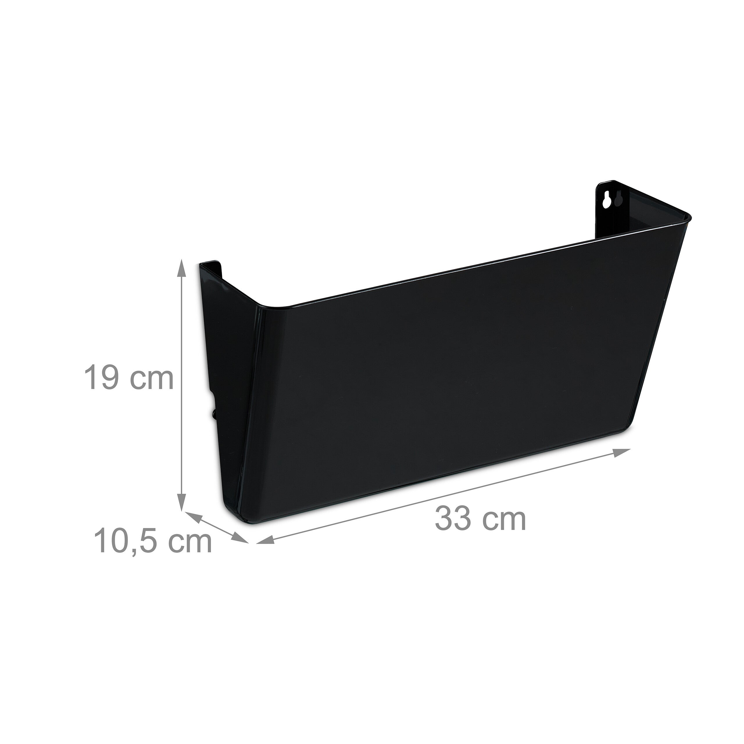 Porte-documents mural en lot de 3, plastique, pour magazines et journaux, HLP : 19 x 33 x 10,5 cm, noir, Relaxdays - 4