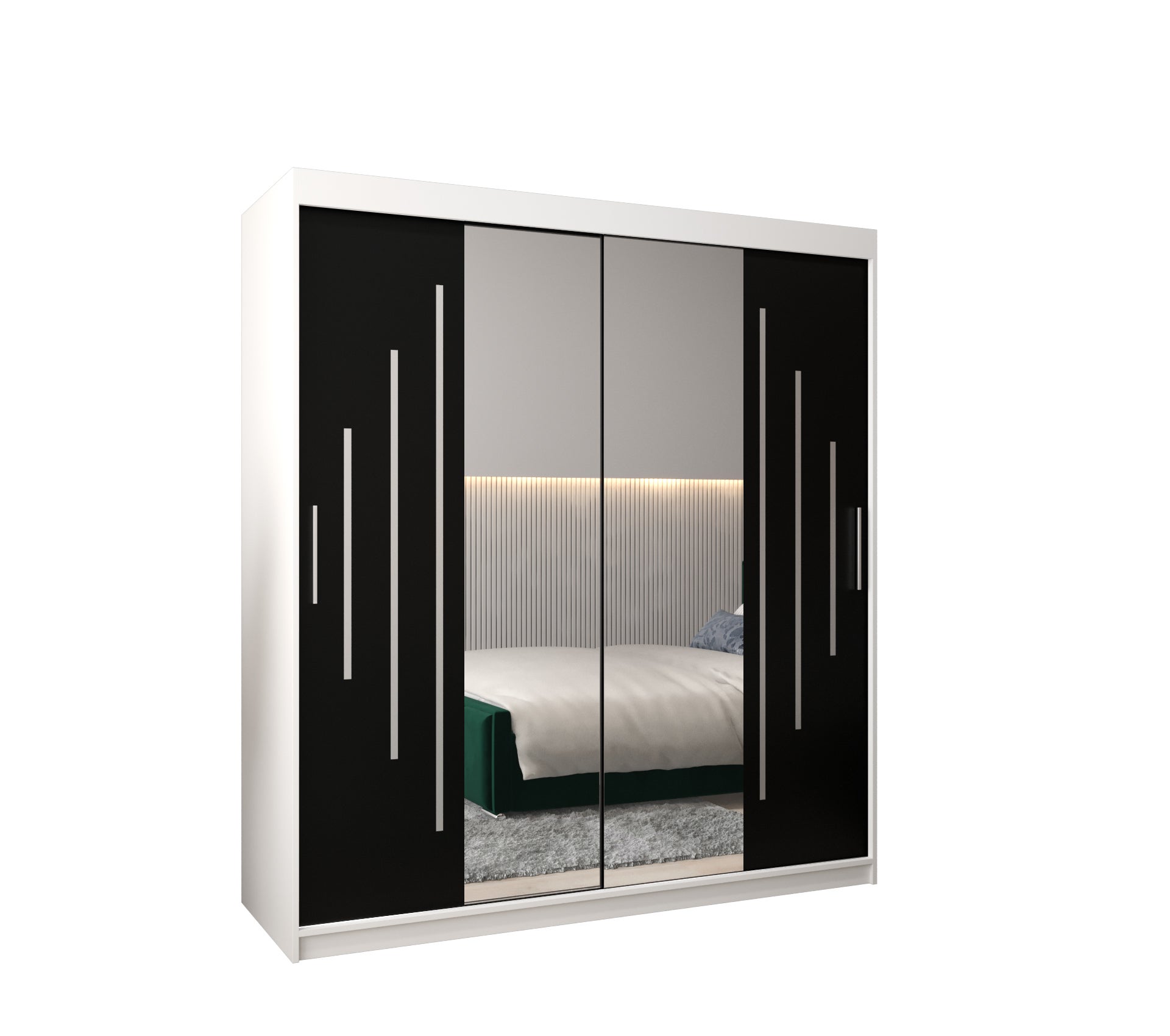Szafa przesuwna garderoba York 1 180 x 62 x 200 cm Biały + Czarny - Abiks Meble
