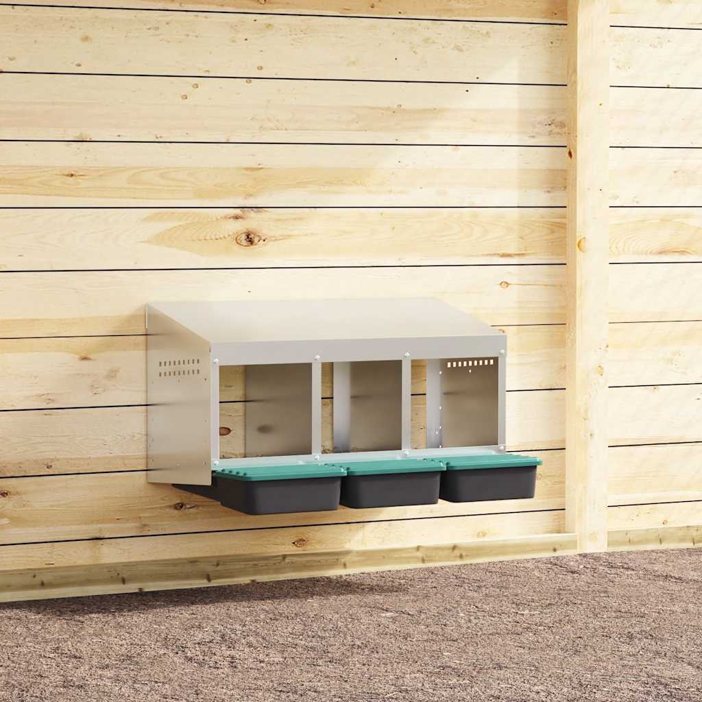 Vidaxl Nido Para Gallinas Con 3 Compartimentos De Acero Galvanizado Para Montar En La Pared Verde/Oscuro/Negro , Leroy Merlin