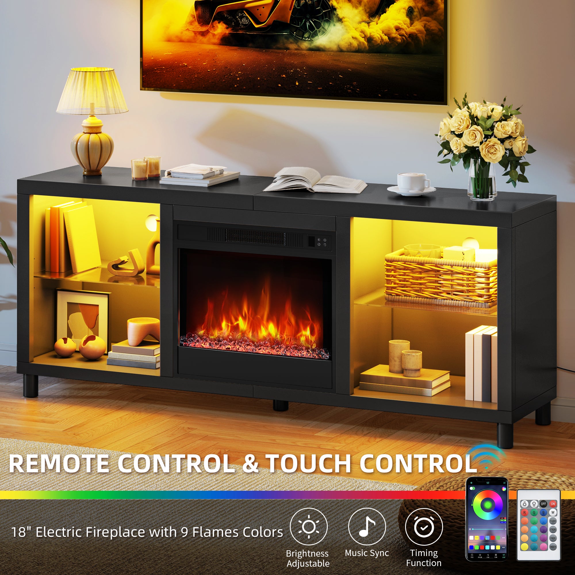 Balconera Soporte TV para Chimenea Eléctrica 18