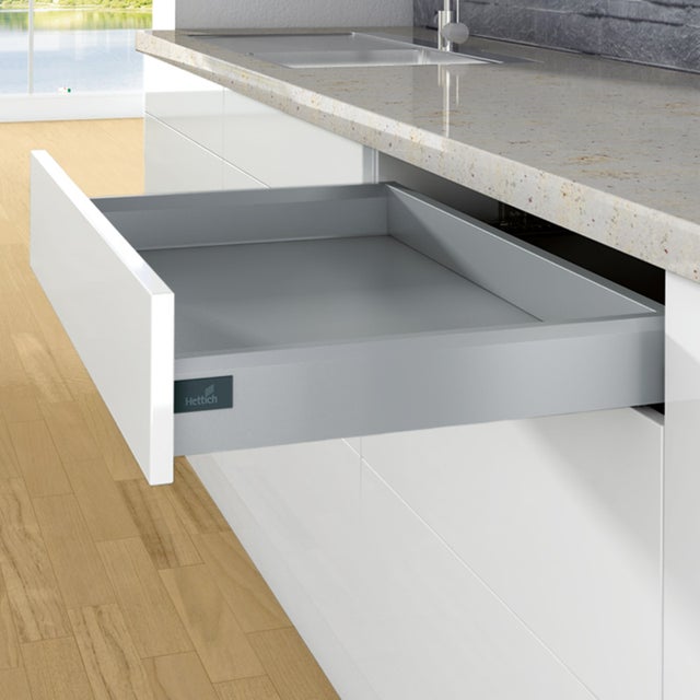 Kit tiroir coulissant - hauteur 94 mm - arcitech - Décor : Blanc - Longueur : 500 mm - HETTICH