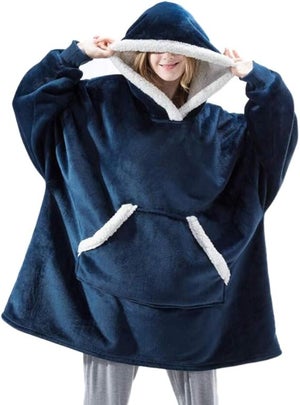 Catalonia Coperta Poncho Con Cappuccio In Pile Sherpa: Coperta Indossabile Con Tasche, Taglia Unica 185x119 Cm, Regalo Confortevole Per Donna - 3