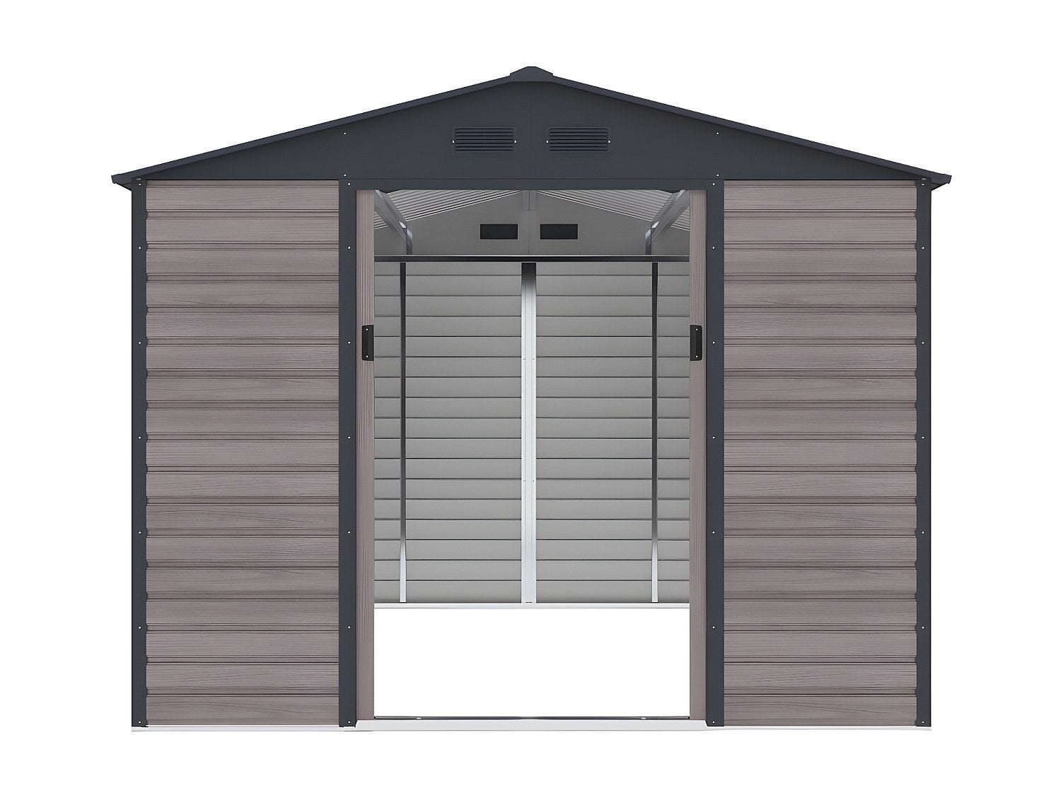Abri de jardin métal en acier galvanisé effet bois gris 8,94 m² - ADELMO - 5