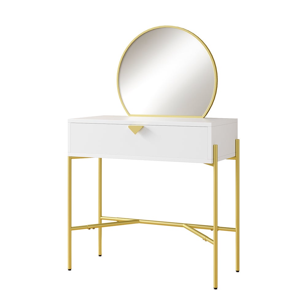 Vicco Coiffeuse Kira, Blanc/Sonoma, 129.6 Cm Avec Miroir Escamotable