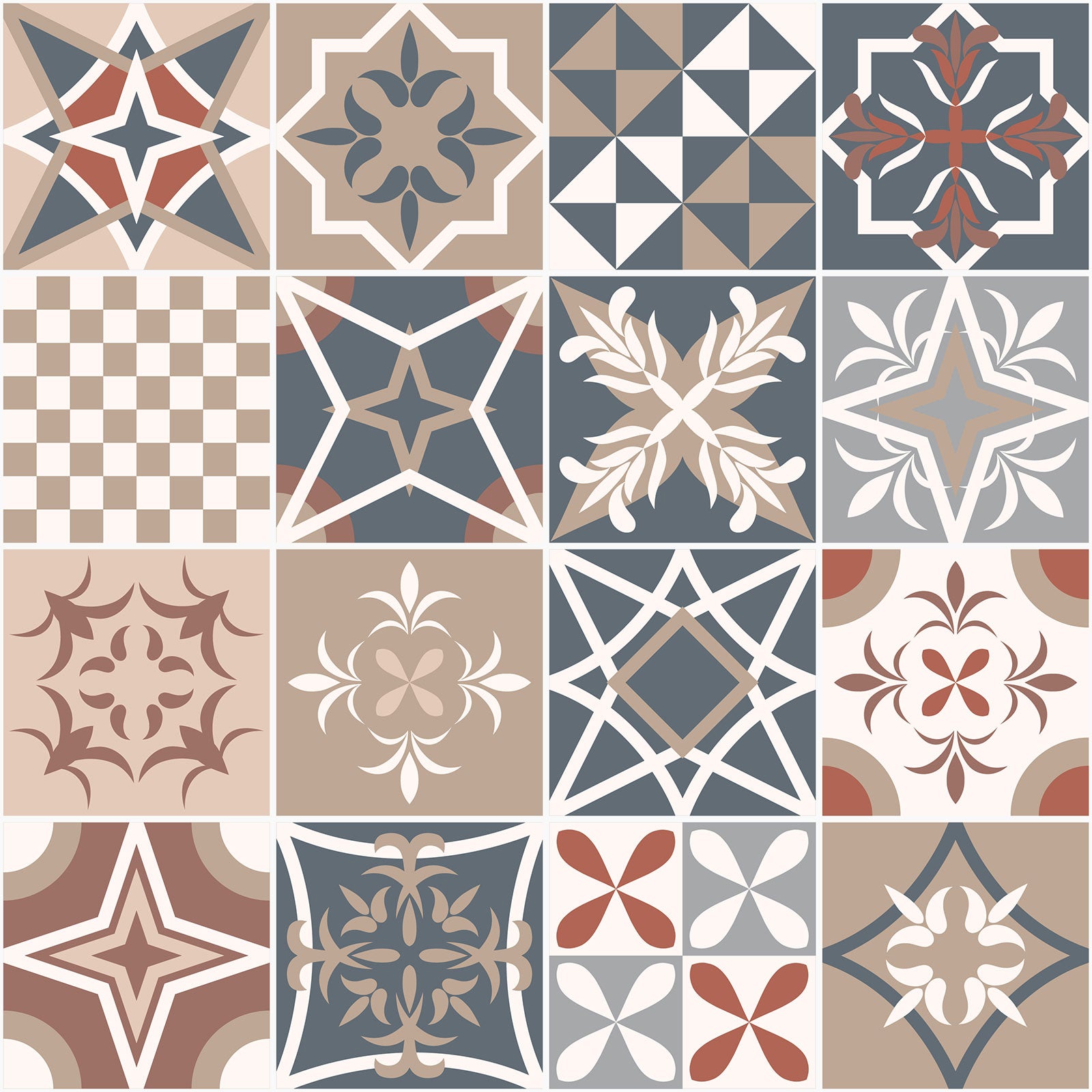 Crédence adhésive sticker décoratif pour cuisine - Effet carreaux de ciment - Adhésif MAT - 60x60 cm - 2