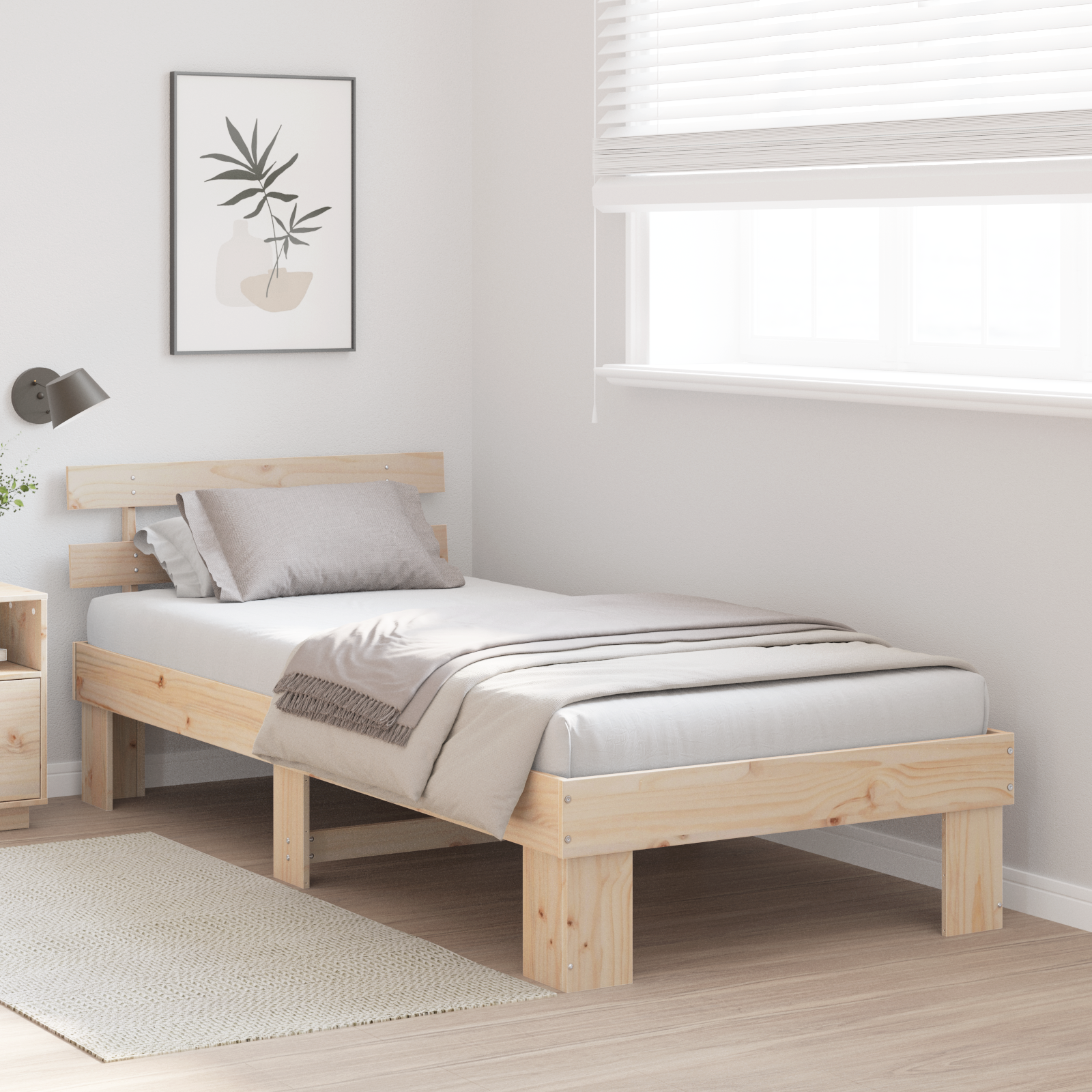 Ramka łóżka Naturalny 90 x 190 cm Lite drewno sosnowe vidaXL