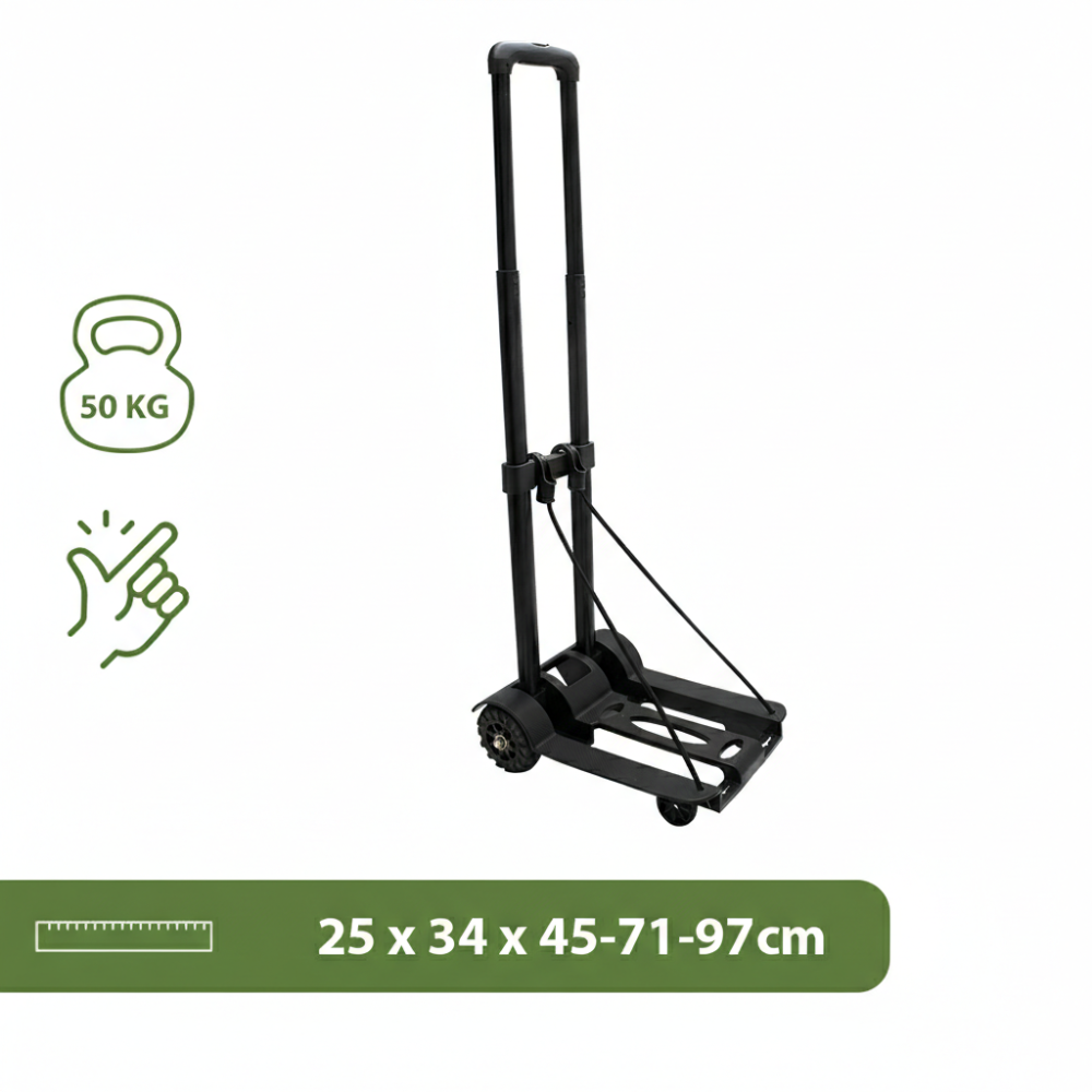 Pack and Move - Carrinho de mão dobrável - 50 kg - Movimentação e transporte - Leve compacto - Carrinho mão pequeno - telescópica - Tensor integrado - 2
