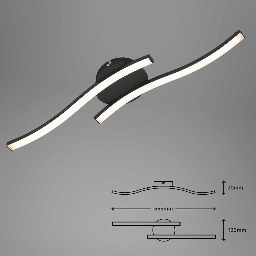 Plafonnier LED BRILONER LEUCHTEN GO, 6 W, 480 lm, IP20, noir, métal-plastique, 55,5 x 12 x 7 cm - 5
