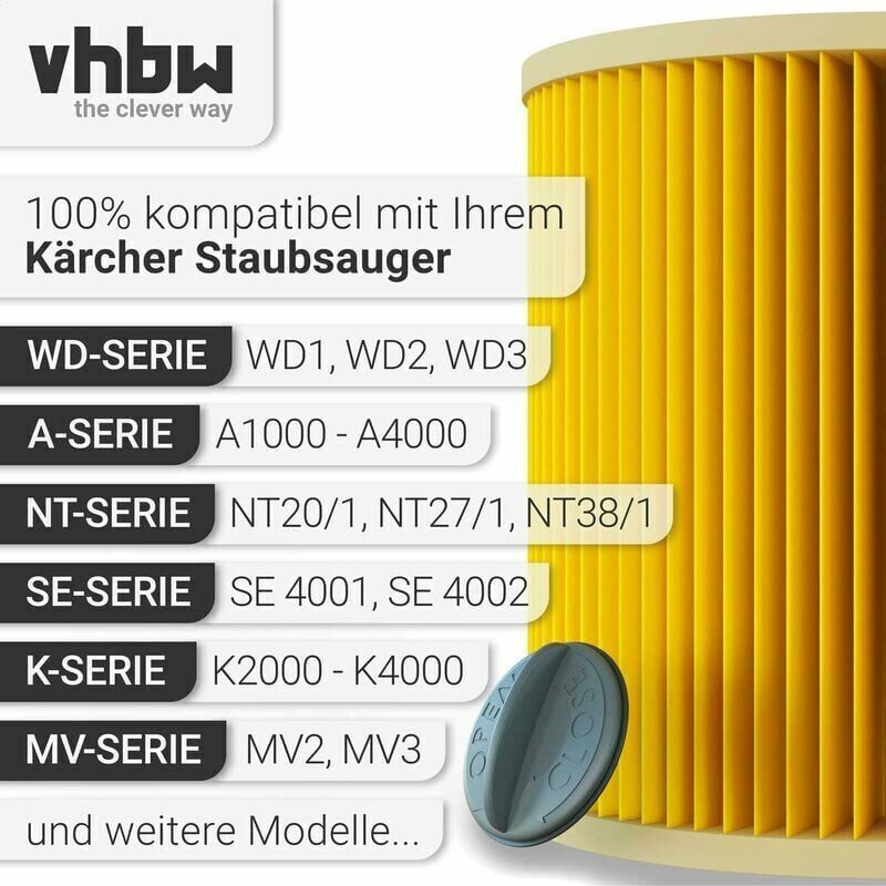 2 filtre cartuș aspirator compatibile cu Kärcher WD 2.200, WD 2500 M, WD 3.200, WD 3.300 M, WD 3.500 P