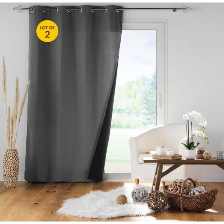 Rideau Tamisant à Œillets Atout Ciel 140x240cm Gris Anthracite Chiné - Élégance Et Intimité