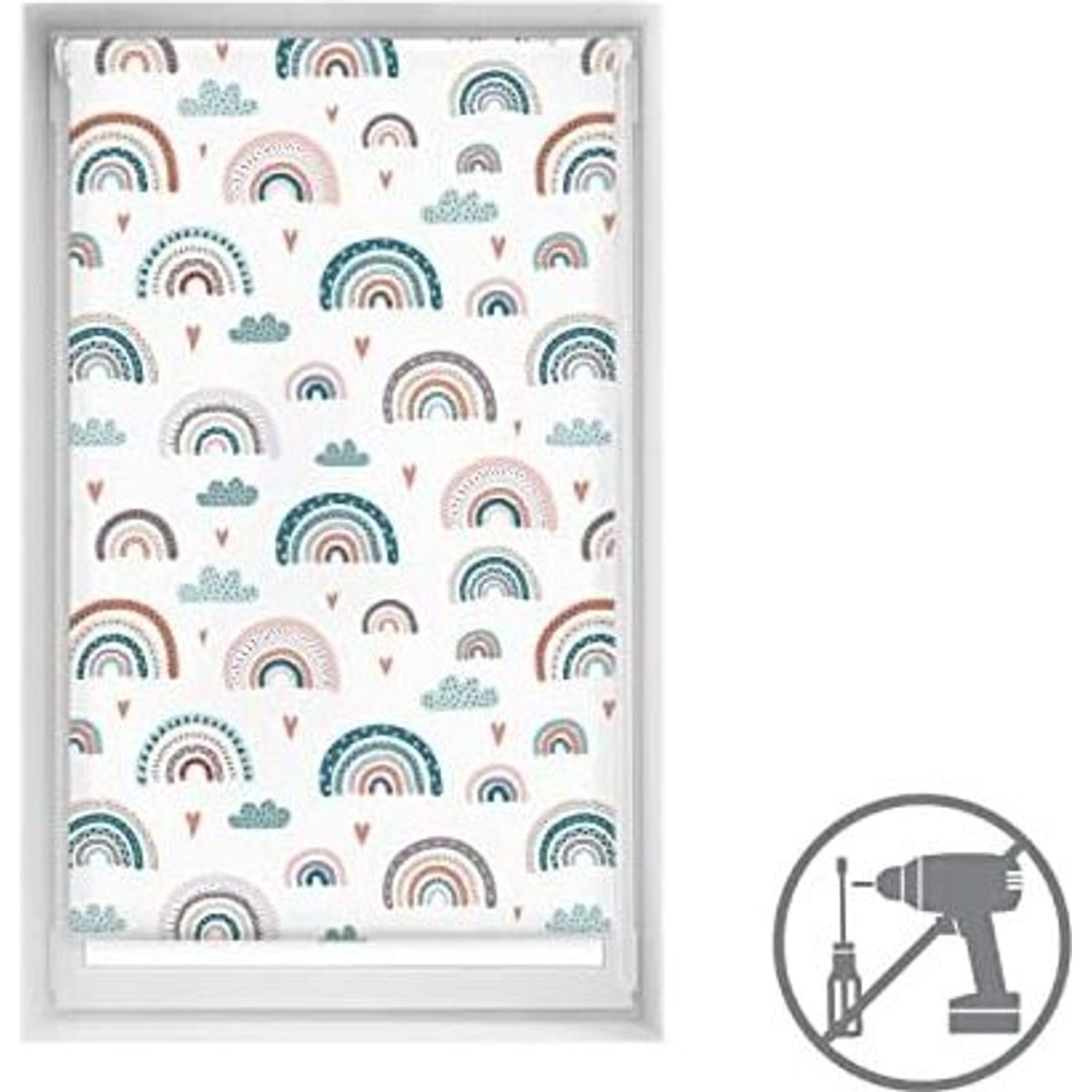 ECOMMERC3 | Tenda a Rullo Misura 90x150 Montaggio SENZA UTENSILI - Tenda a Rullo SENZA FORO Tessuto Misura 87x145 Arcobaleno Blu - 2