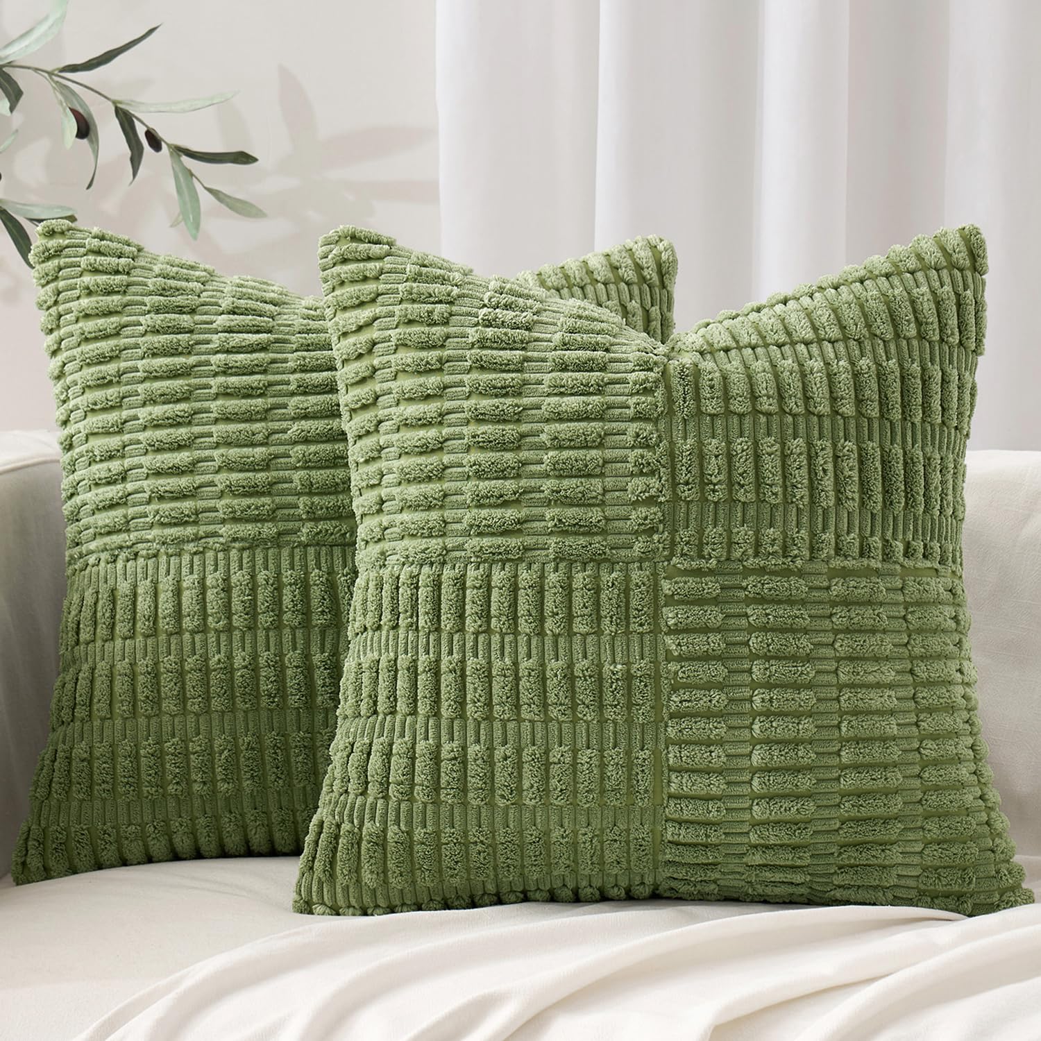 Foindtower Housses de coussin décoratives en boucle texturée, housses de coussin accent solide