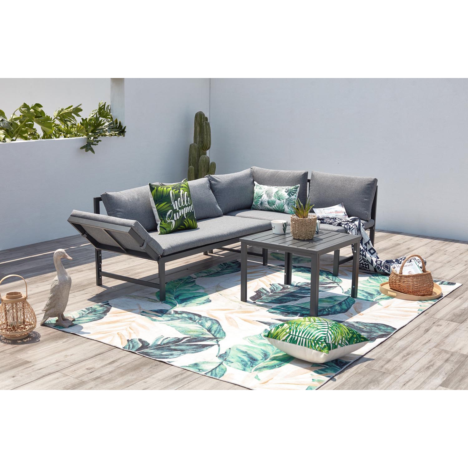Salon de jardin en Aluminium Gris 4 personnes - 6